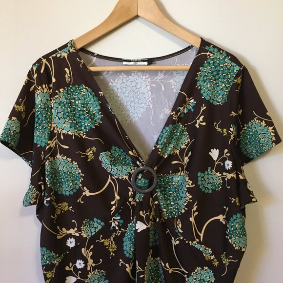 Y2K Vintage Made in Canada Retro Floral Empress Waist Tee With Shirt Clip - Picture 3 of 16